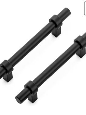 Matte Black Modern Cabinet Pull Handles - Set of 2